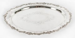 Antique Irish Silver Plated Oval Twin Handled Tray W. Gibson, 1870