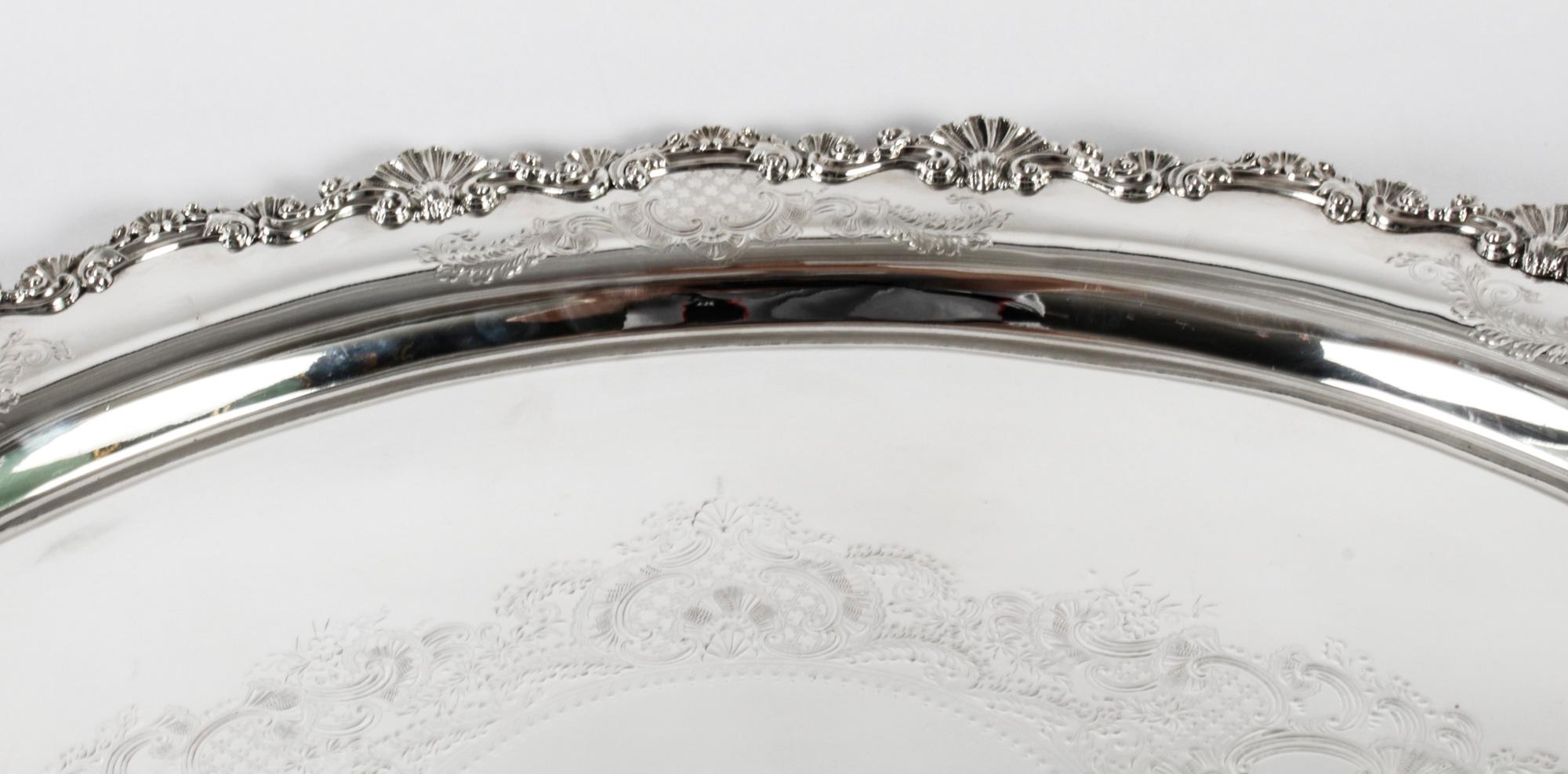 Antique Irish Silver Plated Oval Twin Handled Tray W. Gibson, 1870 In Good Condition In London, GB