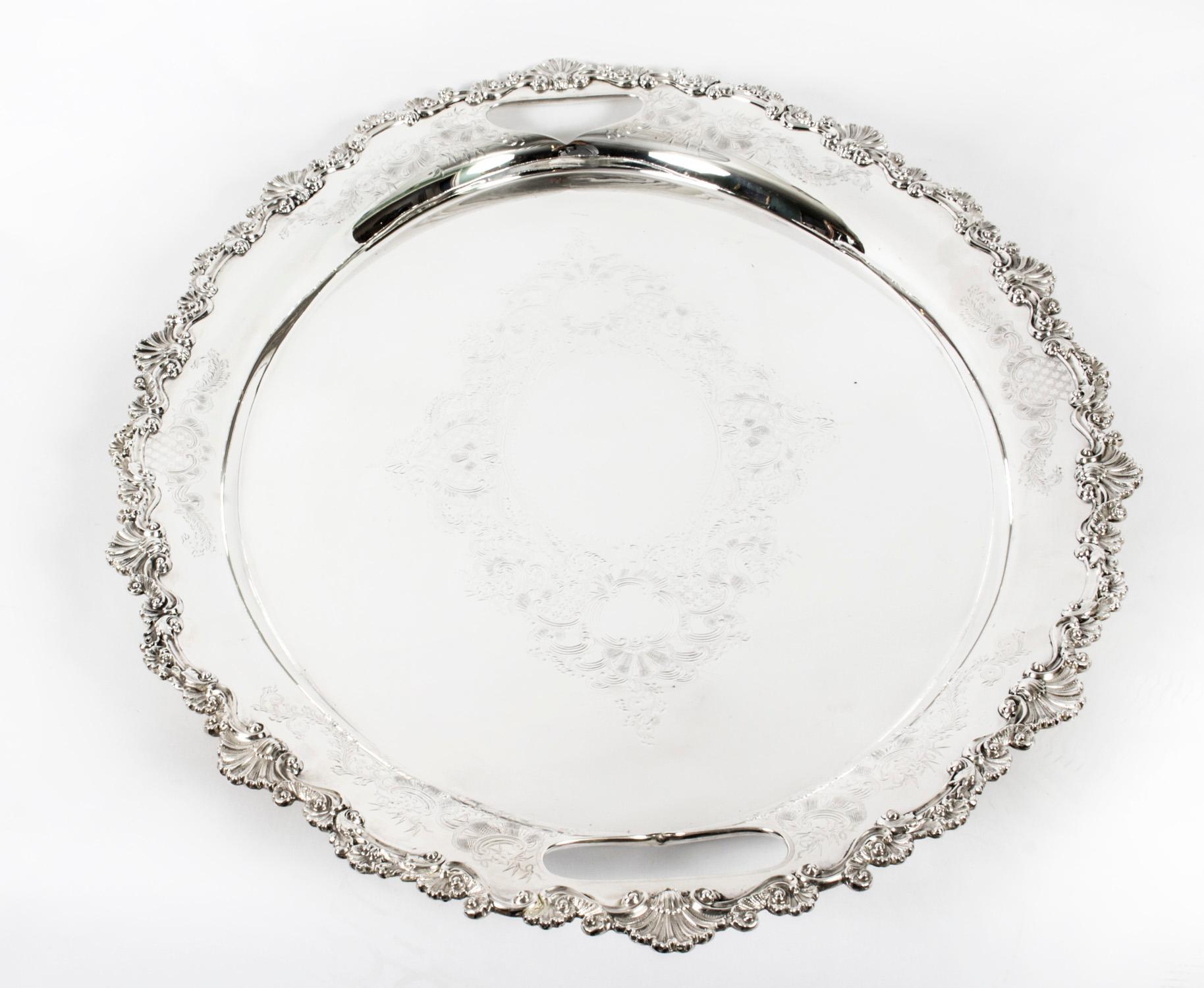 Antique Irish Silver Plated Oval Twin Handled Tray W. Gibson, 1870 3