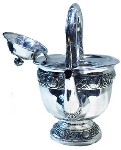 Antique Irish Silver Teapot with Celtic Tracery, circa 1900s
