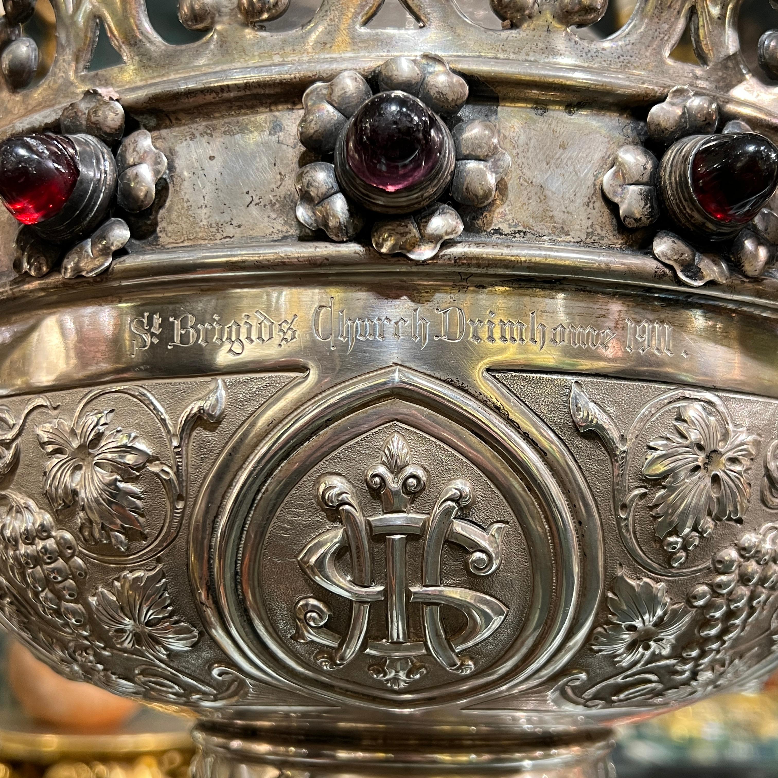 Antike irische Hängelaterne/Laterne aus Sterlingsilber im kirchlichen Gothic-Stil (19. Jahrhundert) im Angebot