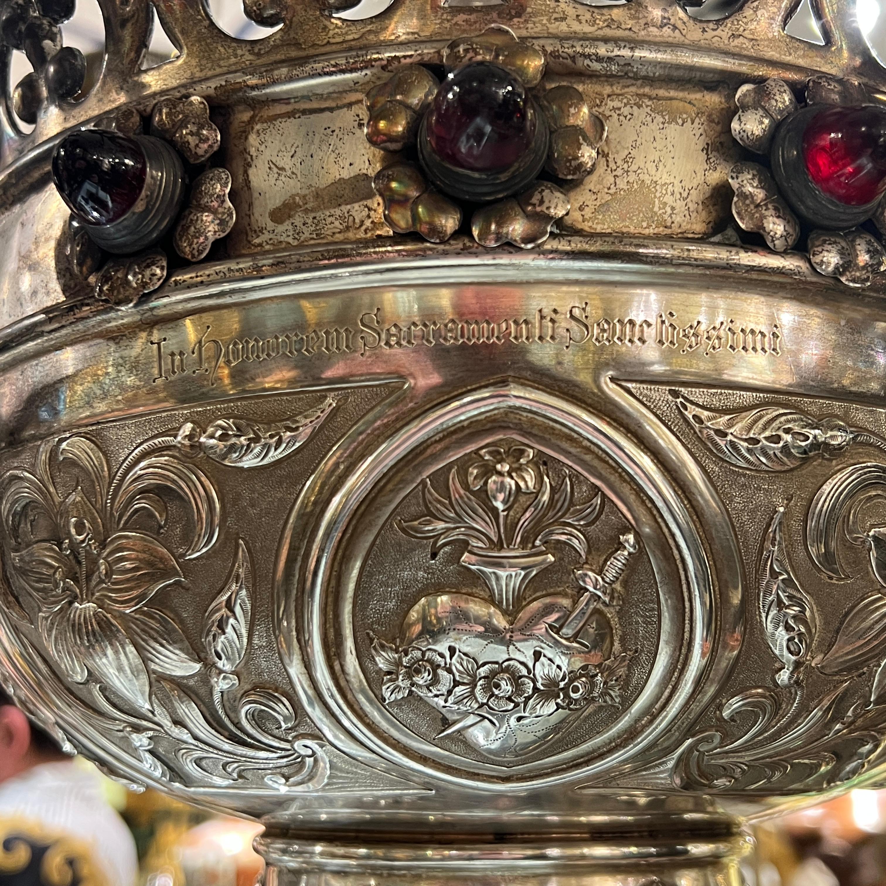 Antike irische Hängelaterne/Laterne aus Sterlingsilber im kirchlichen Gothic-Stil im Angebot 1