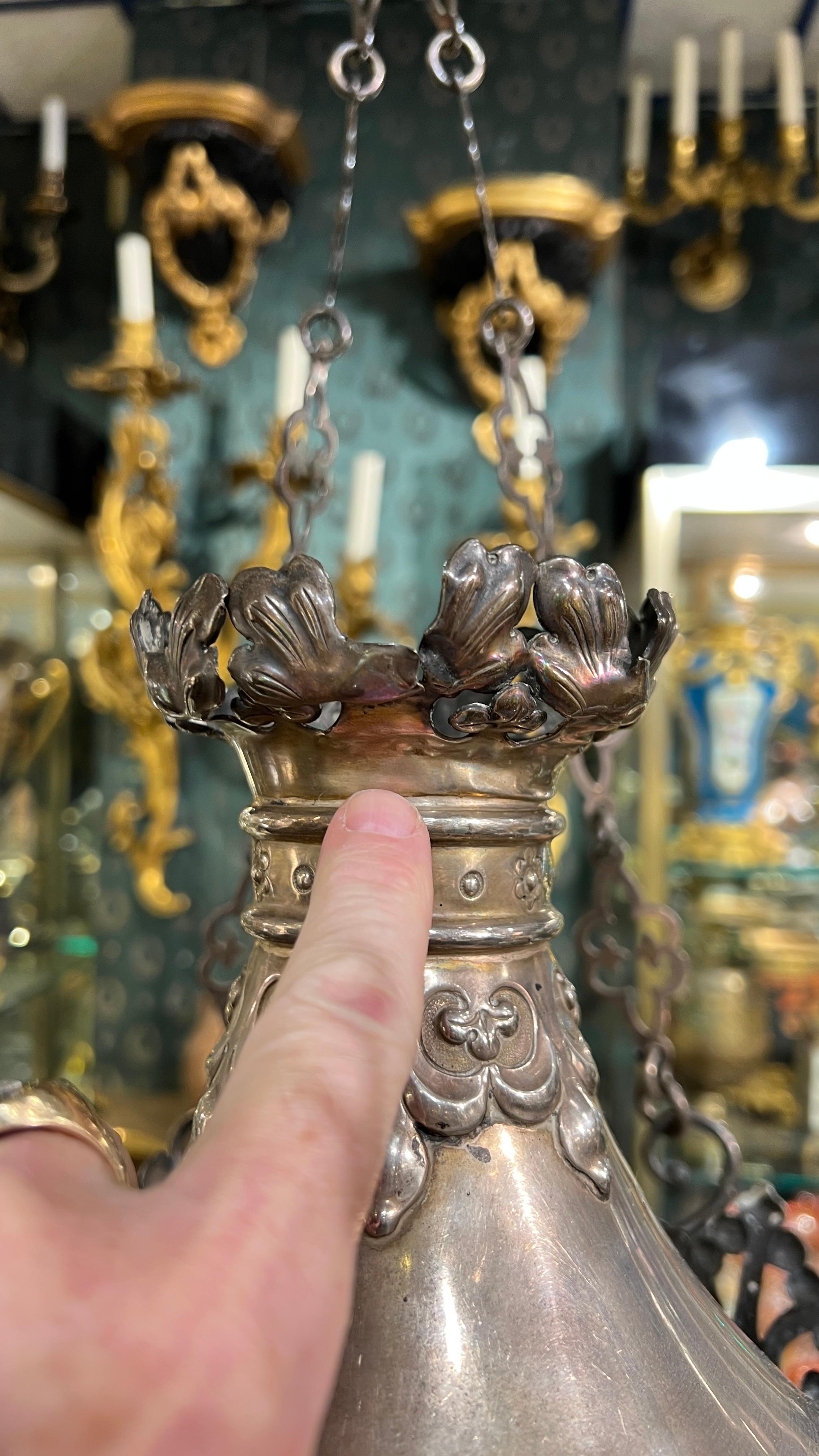Antike irische Hängelaterne/Laterne aus Sterlingsilber im kirchlichen Gothic-Stil im Angebot 2