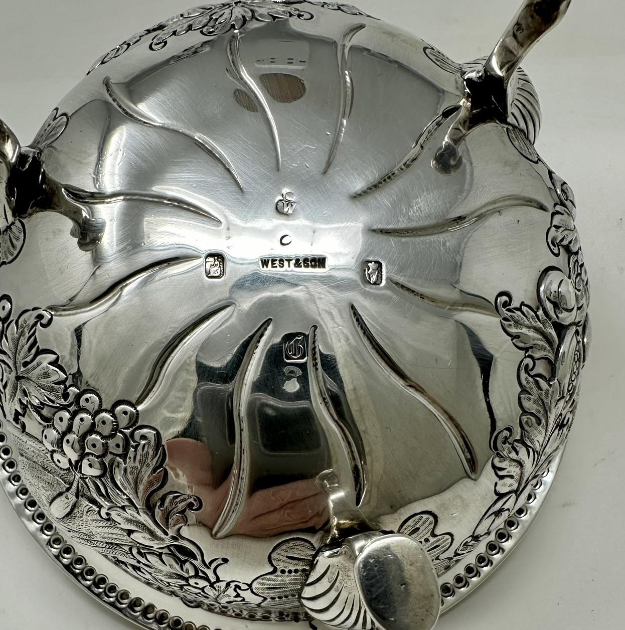 Antique Irish Sterling Silver Sugar Bowl Centerpiece Matthew West Dublin 1902  2