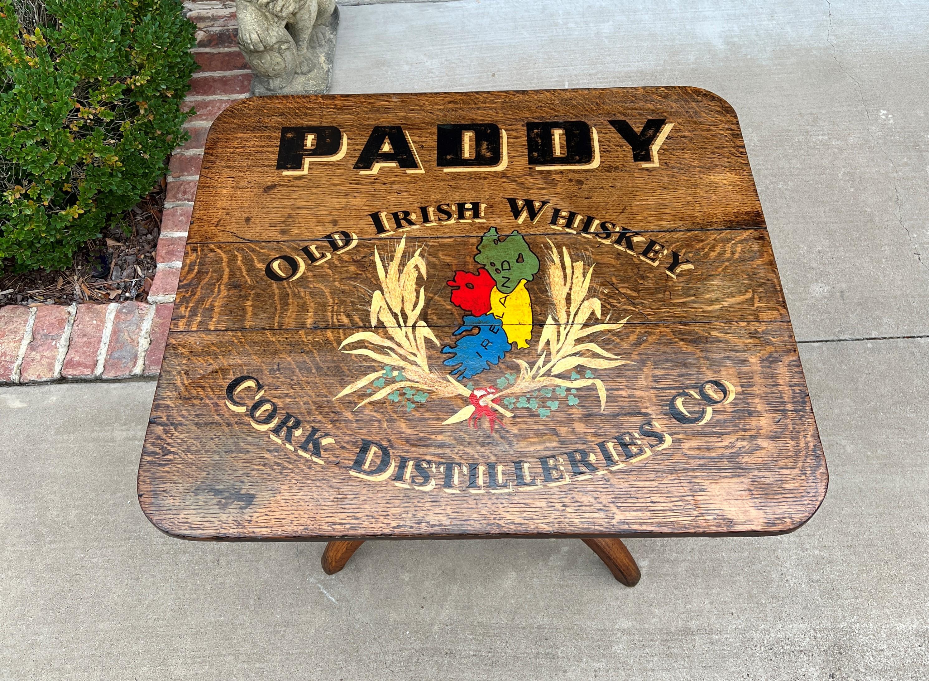 Antique Irish Table Whiskey Pub Table Rectangular Flip Top Table Oak IRELAND For Sale 8