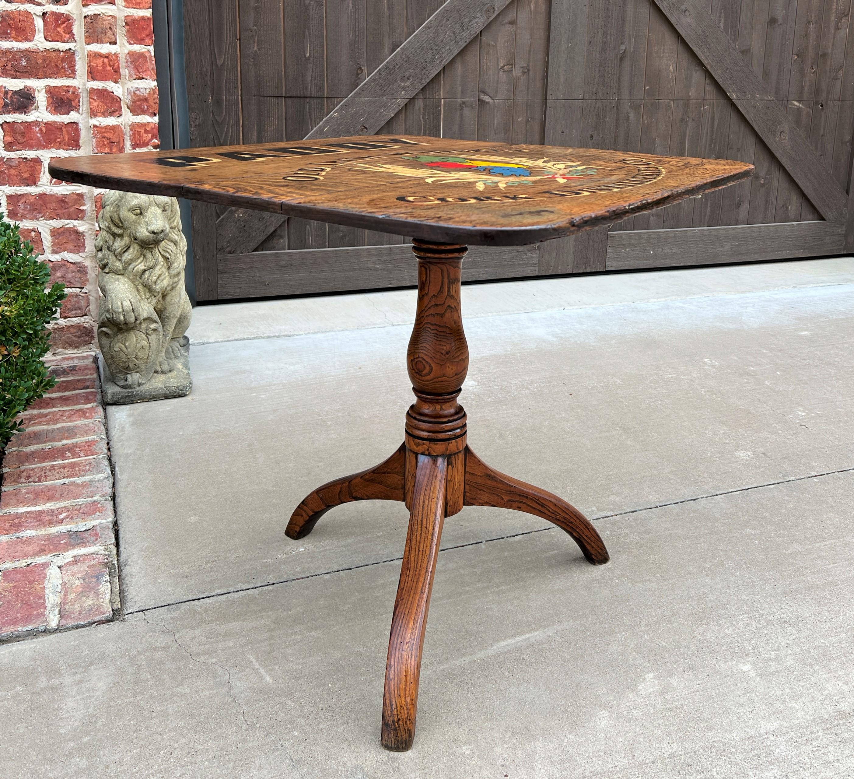 Carved Antique Irish Table Whiskey Pub Table Rectangular Flip Top Table Oak IRELAND For Sale