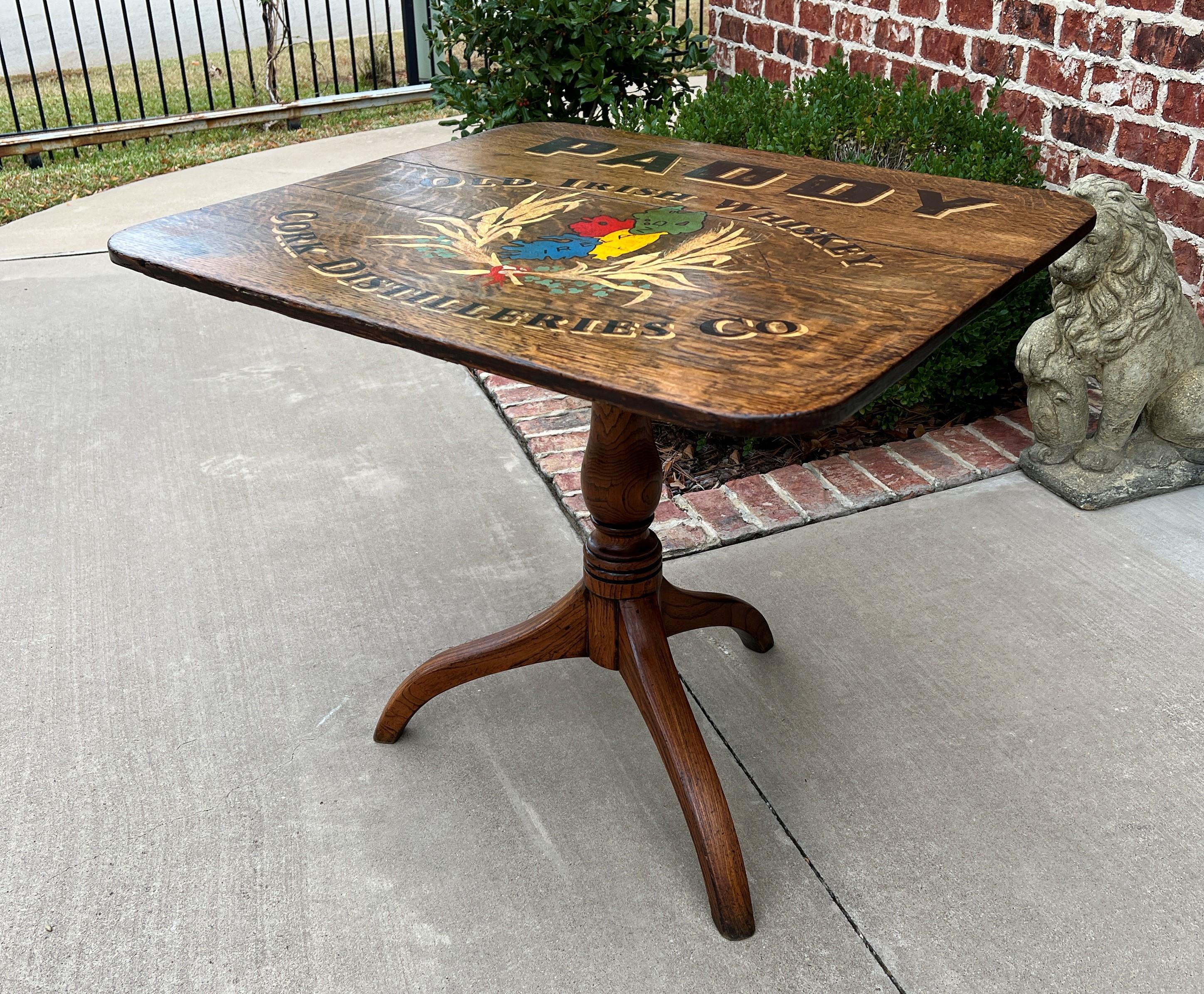 Antique Irish Table Whiskey Pub Table Rectangular Flip Top Table Oak IRELAND In Good Condition For Sale In Tyler, TX