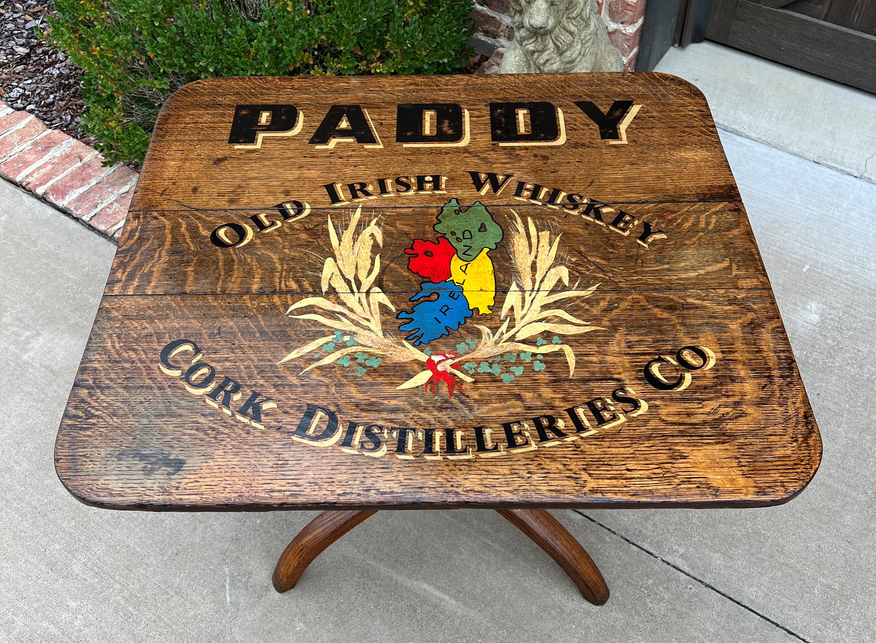 Early 20th Century Antique Irish Table Whiskey Pub Table Rectangular Flip Top Table Oak IRELAND For Sale