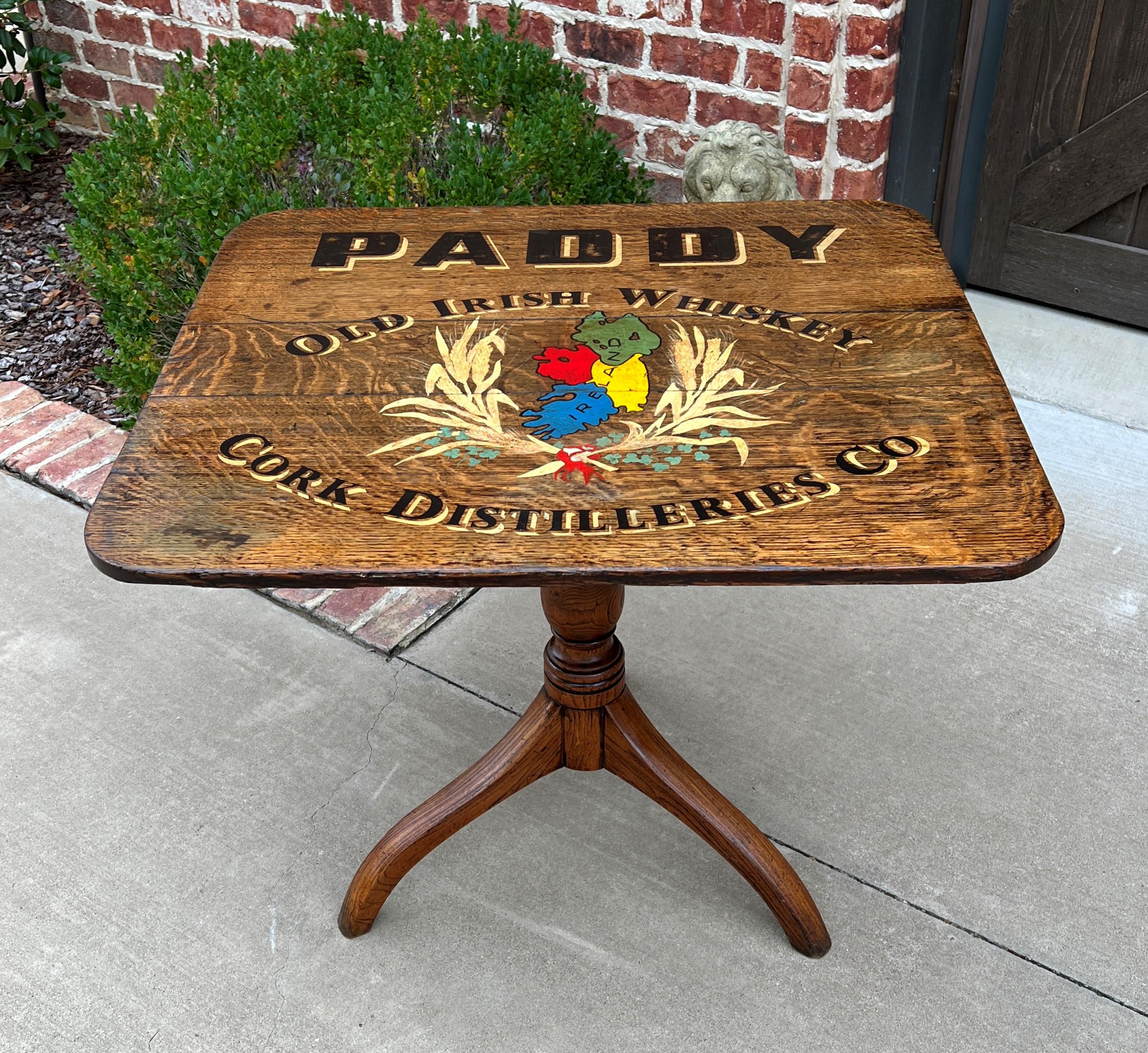 Antique Irish Table Whiskey Pub Table Rectangular Flip Top Table Oak IRELAND 1