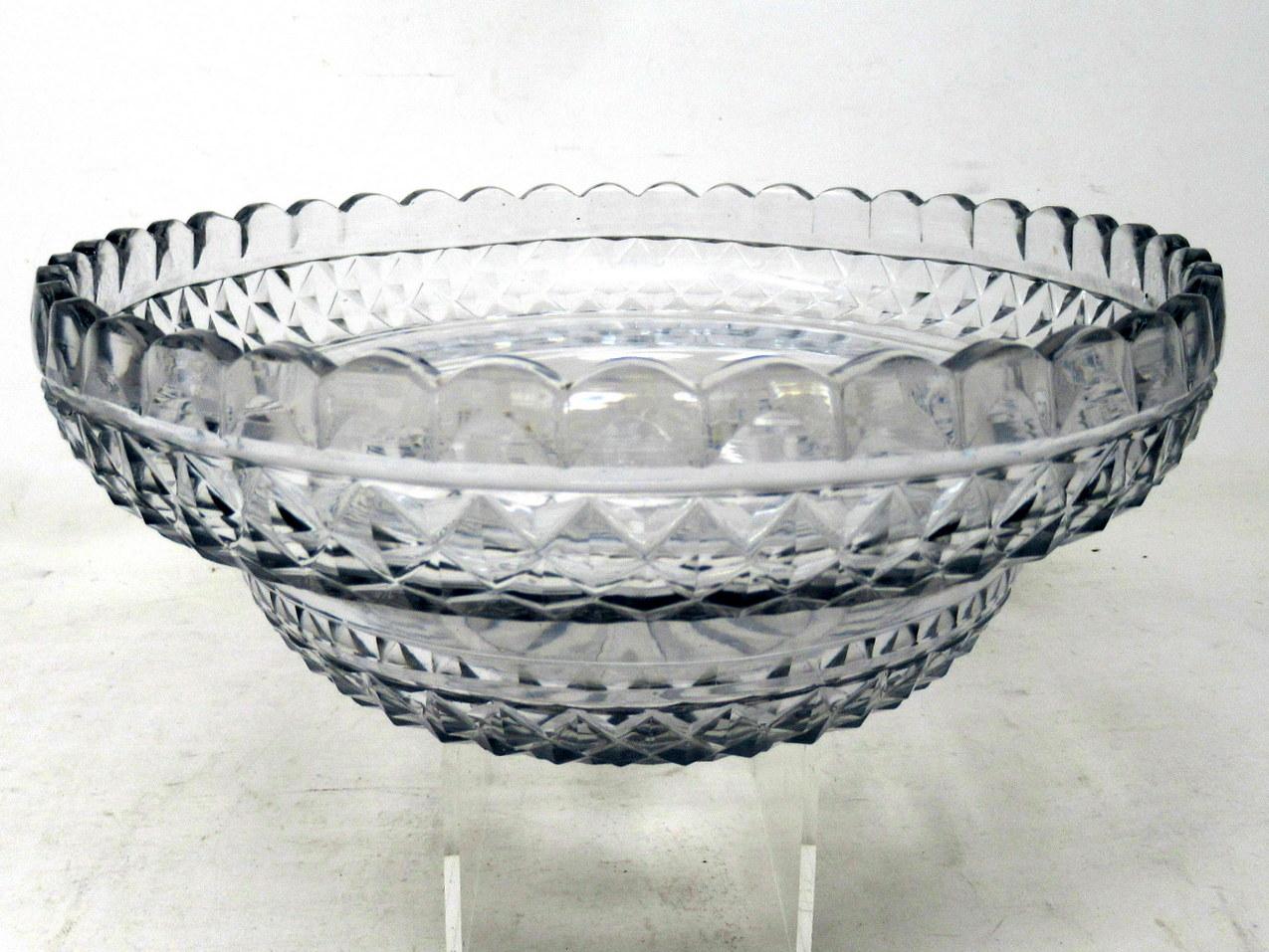 Antique Irish Tipperary Waterford Glass Cut Crystal Bowl Georgian Centerpiece 4