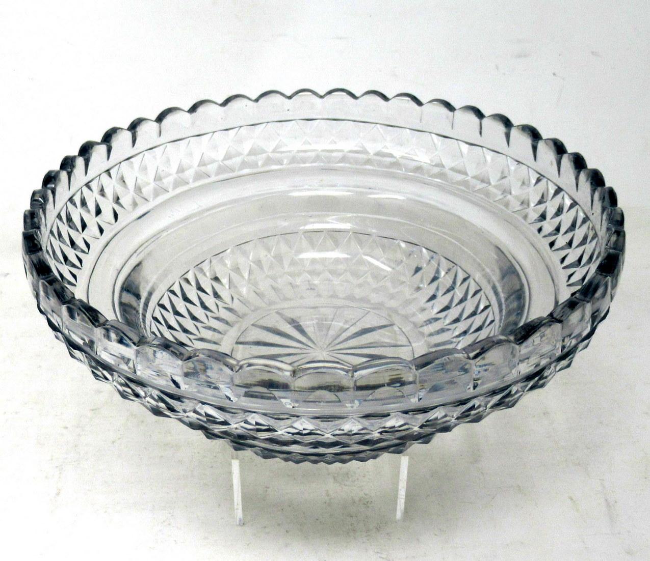 Antique Irish Tipperary Waterford Glass Cut Crystal Bowl Georgian Centerpiece 5