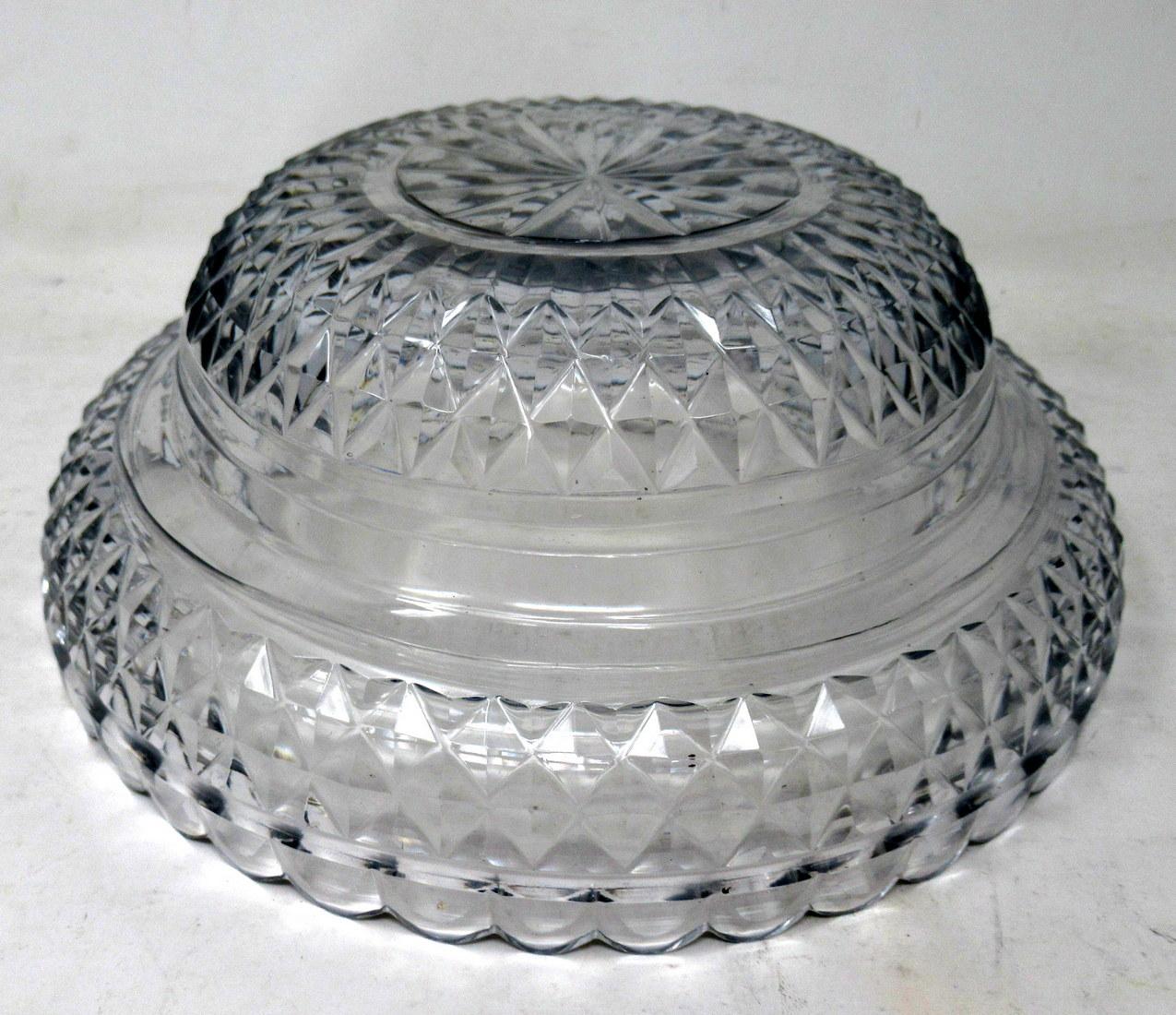Antique Irish Tipperary Waterford Glass Cut Crystal Bowl Georgian Centerpiece 6