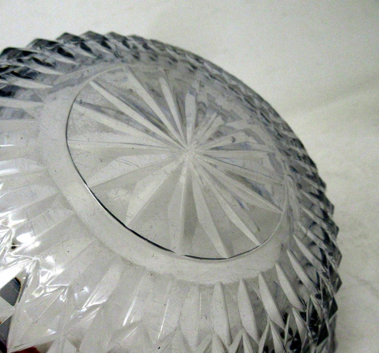 Antique Irish Tipperary Waterford Glass Cut Crystal Bowl Georgian Centerpiece 7