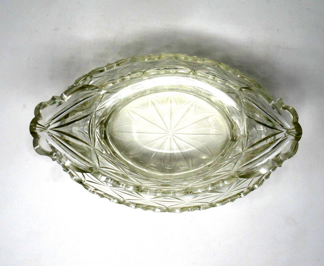 Antique Irish Tipperary Waterford Glass Cut Crystal Bowl Georgian Centerpiece In Good Condition In Dublin, Ireland