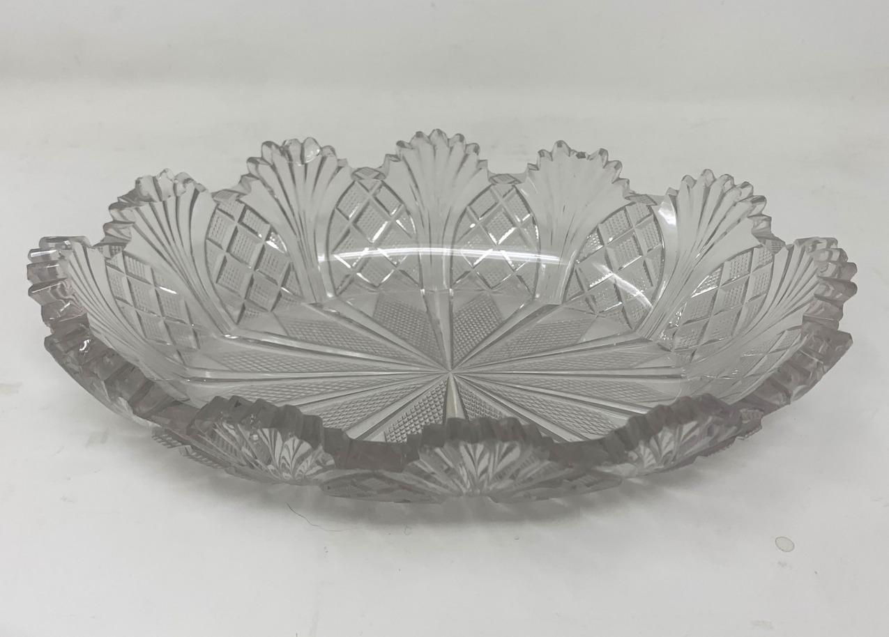 19th Century Antique Irish Tipperary Waterford Glass Cut Crystal Bowl Georgian Centerpiece