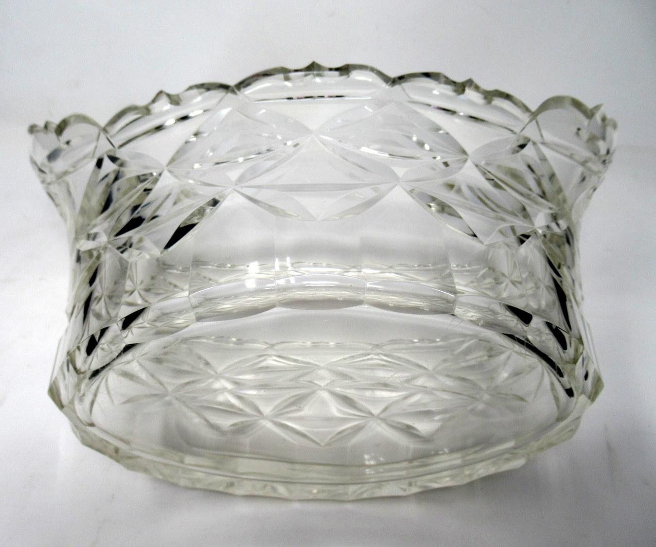 19th Century Antique Irish Tipperary Waterford Glass Cut Crystal Bowl Georgian Centerpiece
