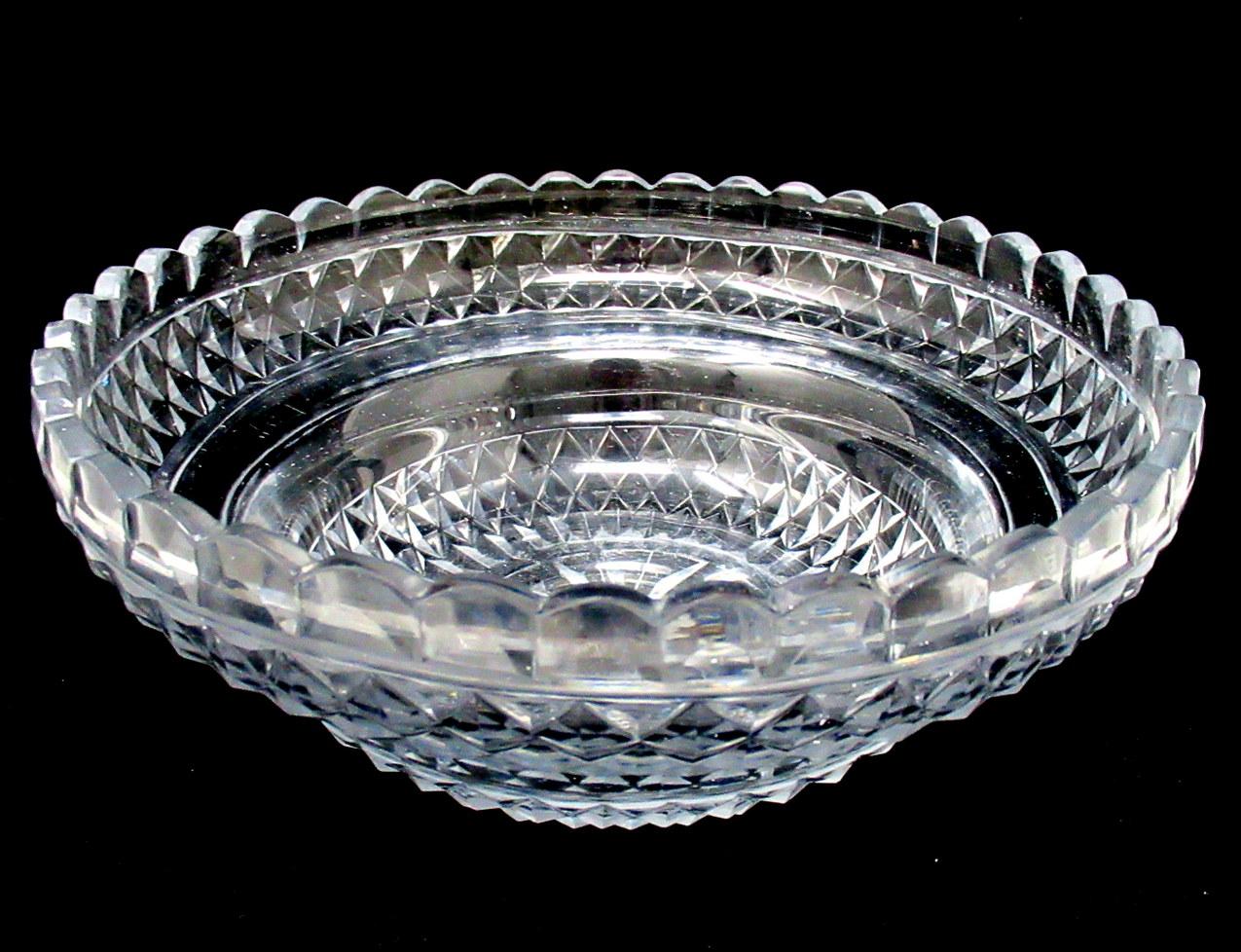 Sterling Silver Antique Irish Tipperary Waterford Glass Cut Crystal Bowl Georgian Centerpiece