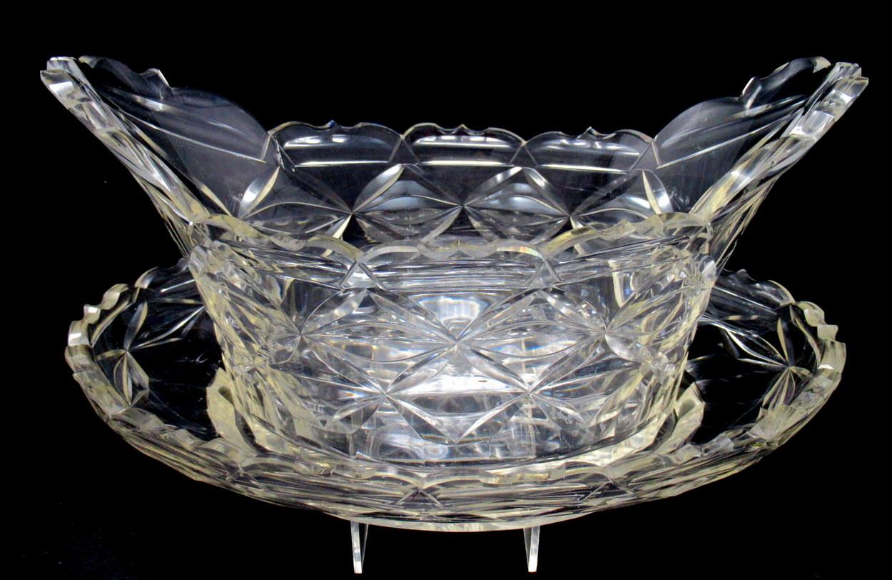 Antique Irish Tipperary Waterford Glass Cut Crystal Bowl Georgian Centerpiece 2