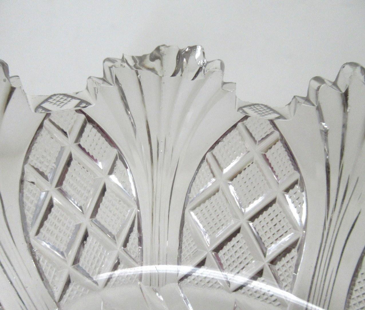 Antique Irish Tipperary Waterford Glass Cut Crystal Bowl Georgian Centerpiece 3