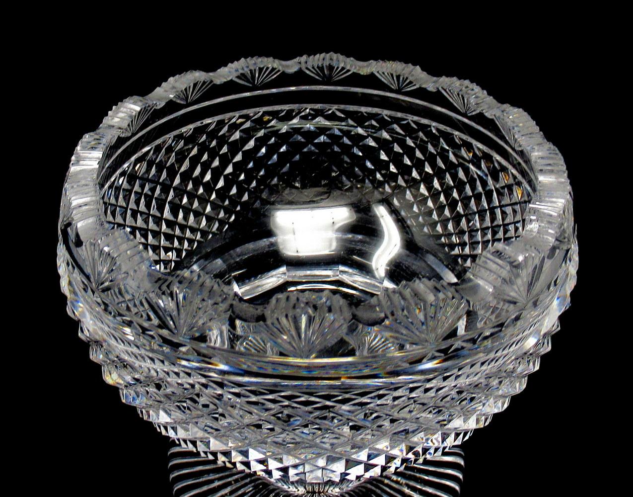 Antique Irish Tipperary Waterford Glass Cut Crystal Bowl Georgian Centerpiece For Sale 1