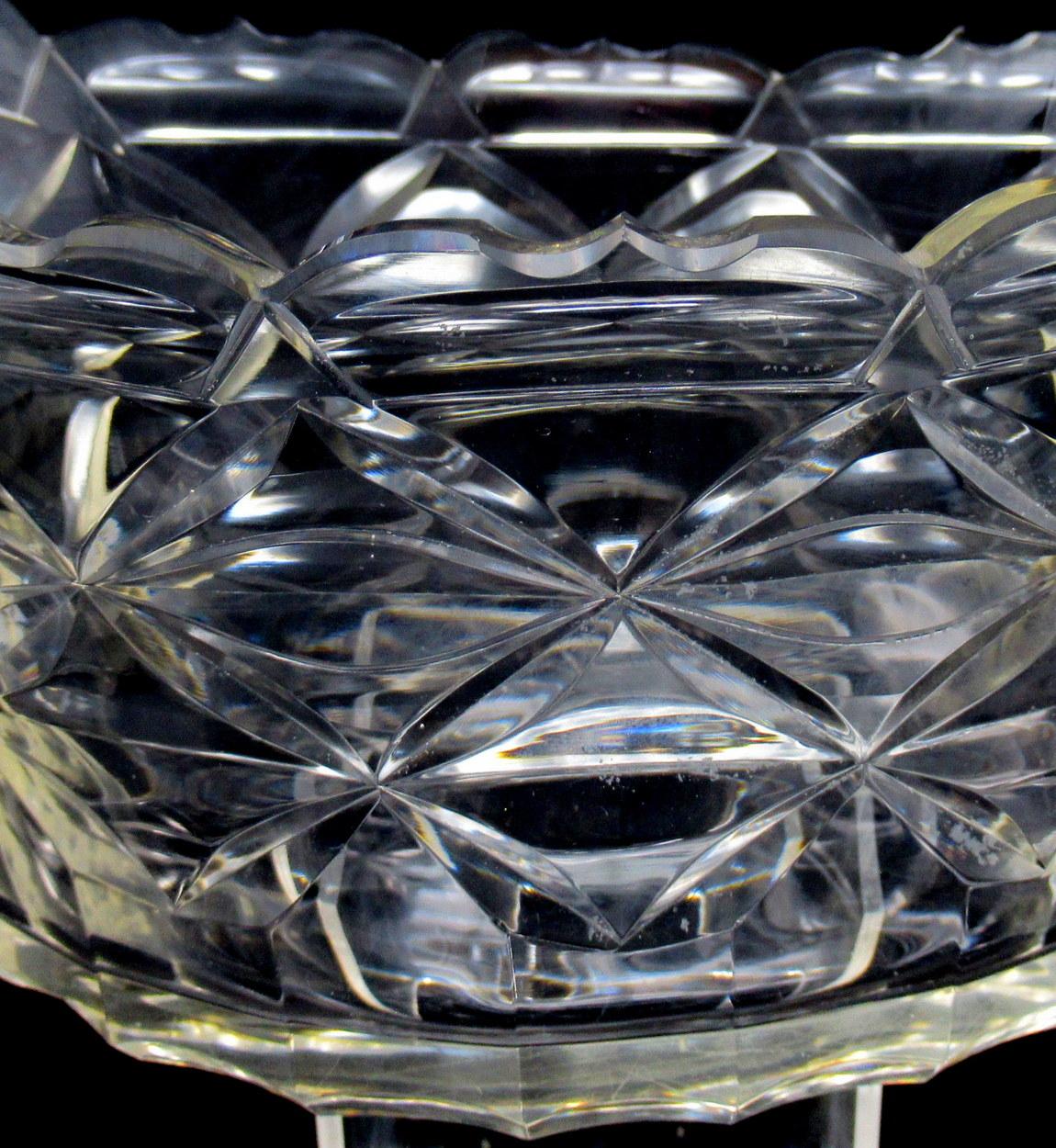 Antique Irish Tipperary Waterford Glass Cut Crystal Bowl Georgian Centerpiece 3