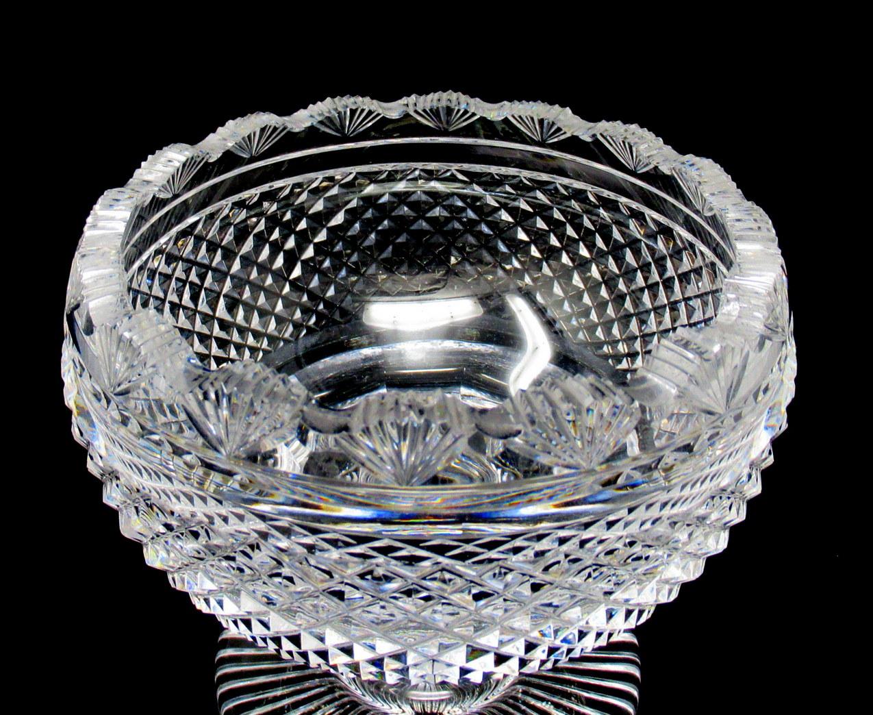Antique Irish Tipperary Waterford Glass Cut Crystal Bowl Georgian Centerpiece For Sale 2