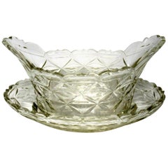 Antique Irish Tipperary Waterford Glass Cut Crystal Bowl Georgian Centerpiece