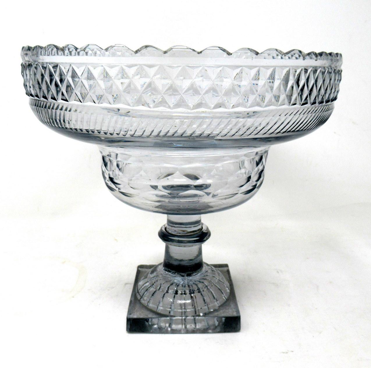 Polished Antique Irish Tipperary Waterford Glass Cut Crystal Georgian Centerpiece Bowl 18 For Sale
