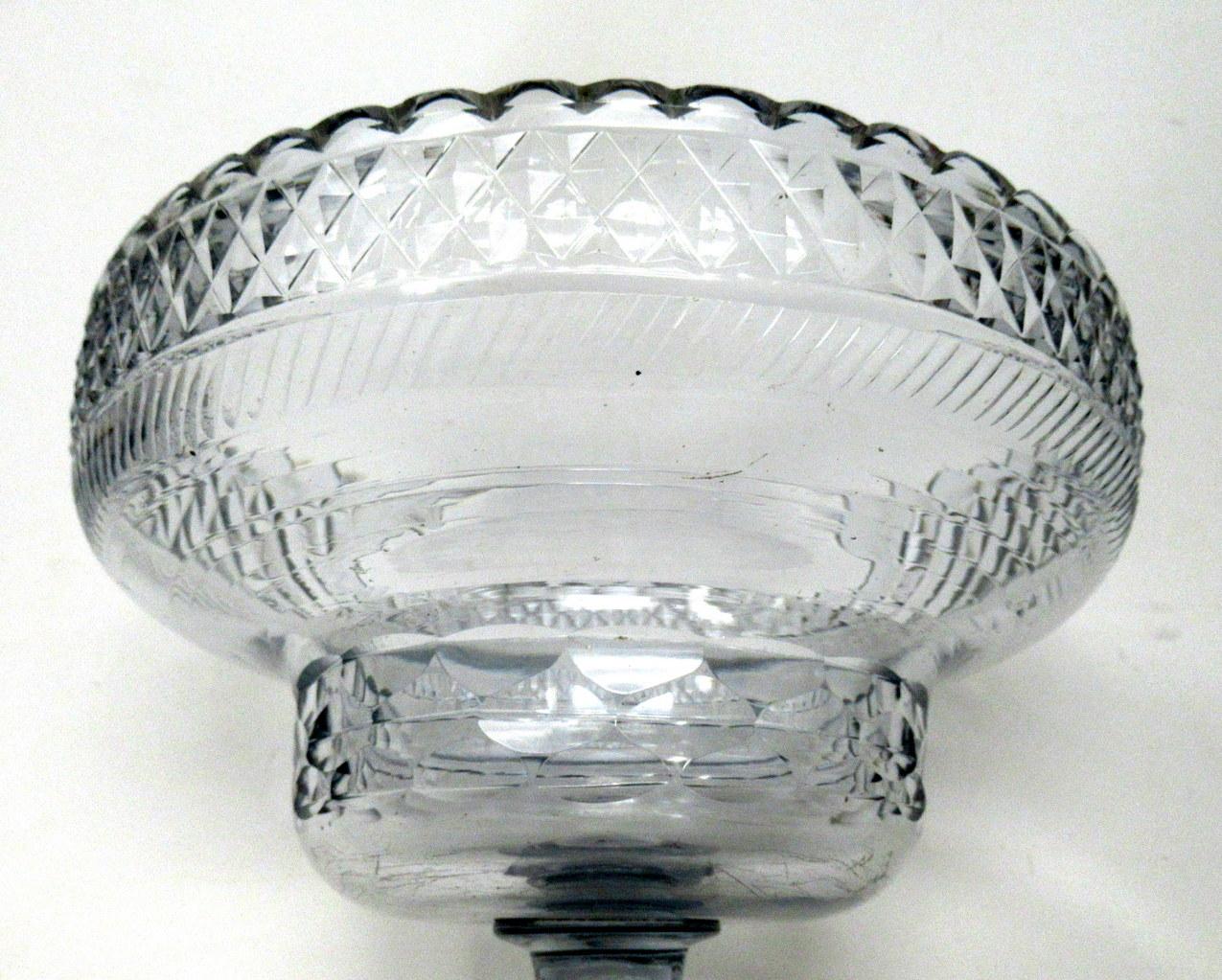 Antique Irish Tipperary Waterford Glass Cut Crystal Georgian Centerpiece Bowl 18 For Sale 2