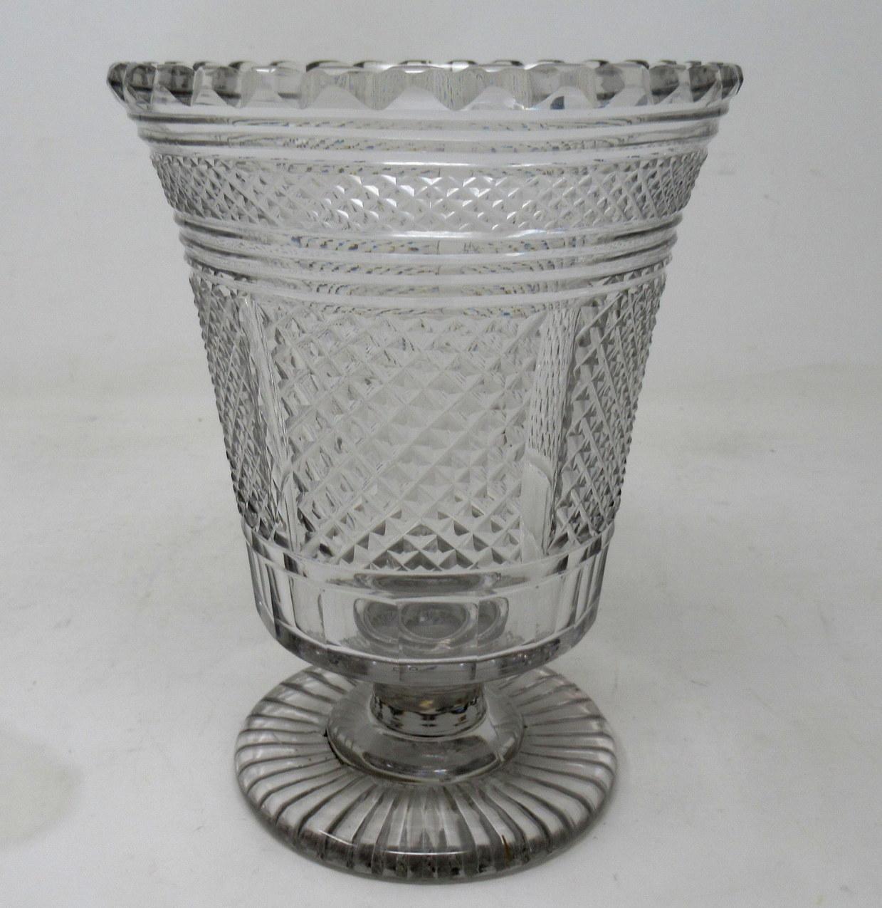 Antique Irish Tipperary Waterford Glass Cut Crystal Vase Georgian Centerpiece 1