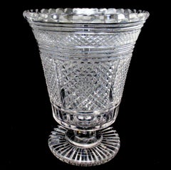 Antique Irish Tipperary Waterford Glass Cut Crystal Vase Georgian Centerpiece
