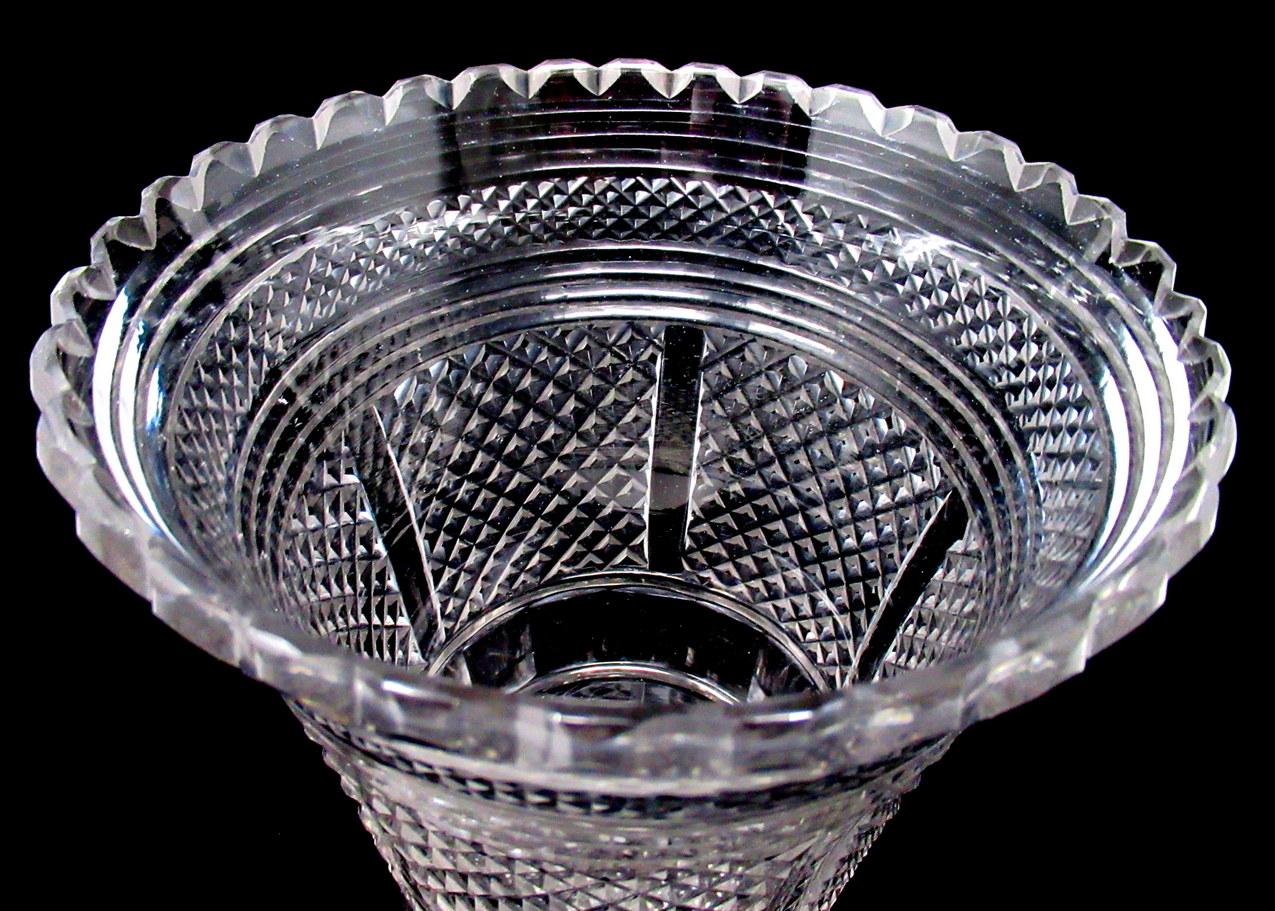 Polished Antique Irish Tipperary Waterford Glass Cut Crystal Vase Georgian Centerpiece