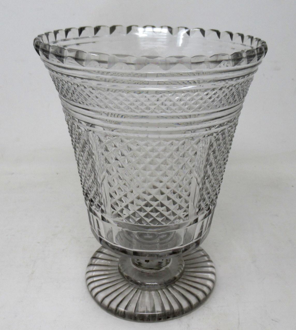18th Century and Earlier Antique Irish Tipperary Waterford Glass Cut Crystal Vase Georgian Centerpiece