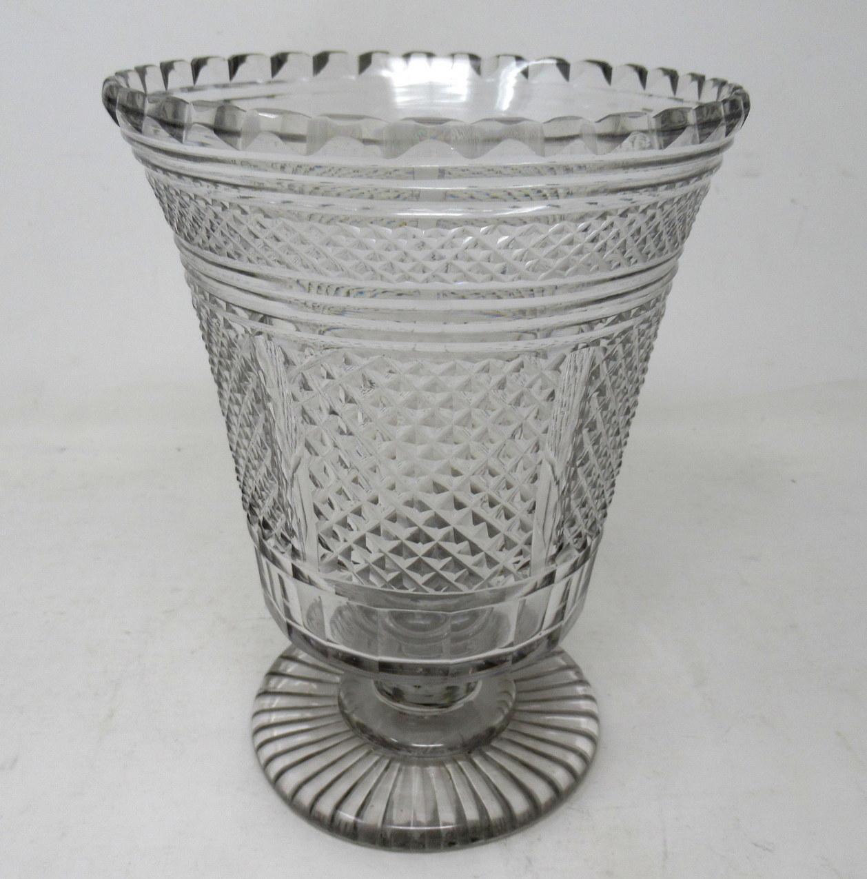 Sterling Silver Antique Irish Tipperary Waterford Glass Cut Crystal Vase Georgian Centerpiece