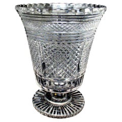 Antique Irish Tipperary Waterford Glass Cut Crystal Vase Georgian Centerpiece