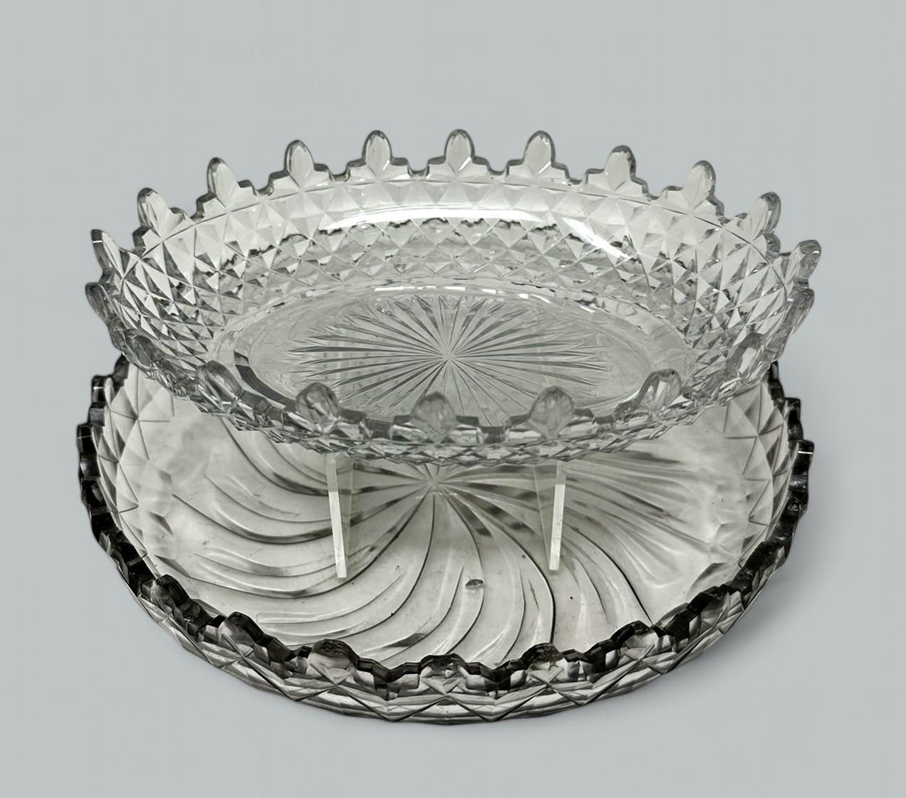 Regency Antique plateau circulaire victorien irlandais Tipperary Waterford en cristal taillé en vente