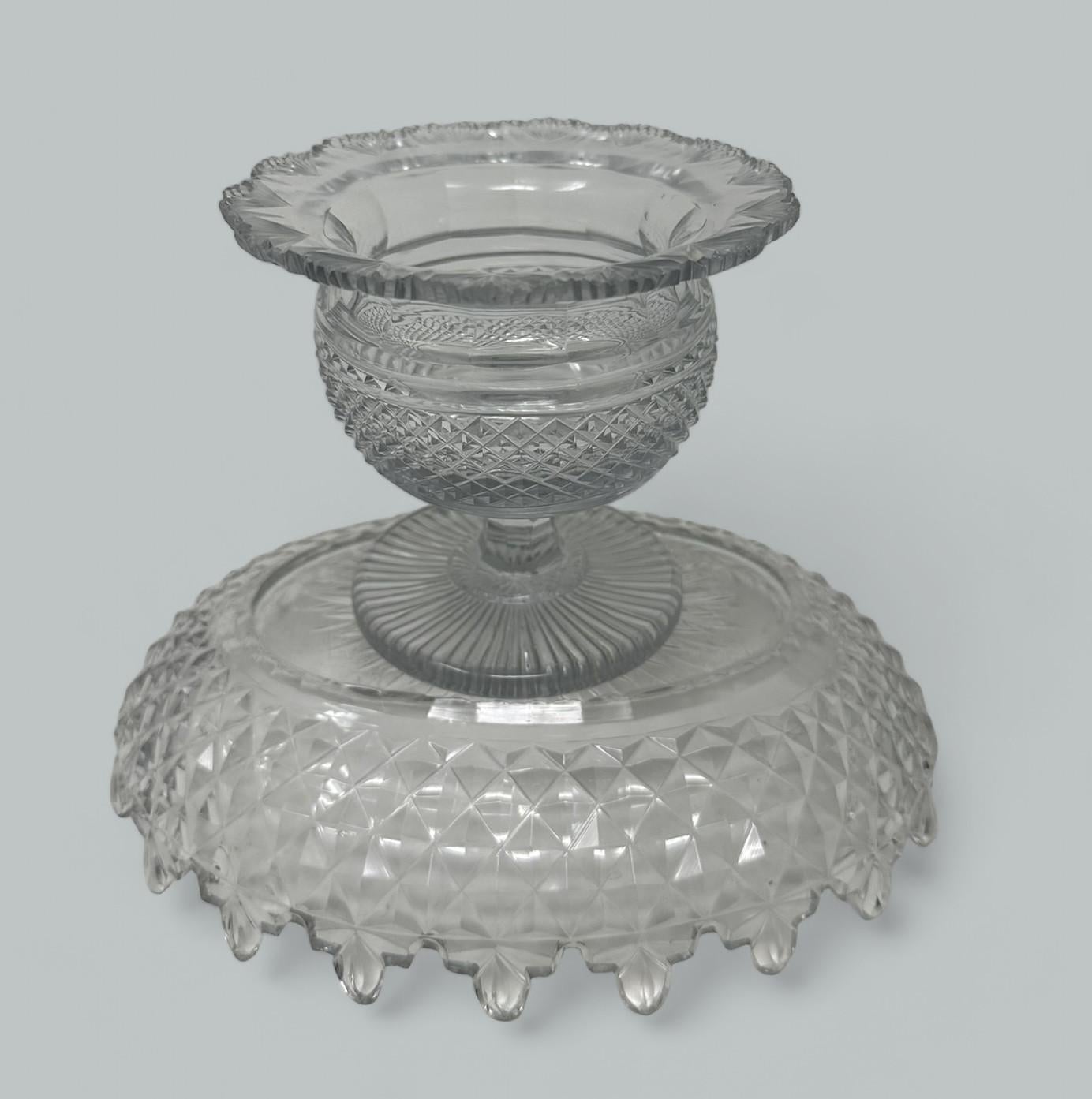 Antiguo Tipperary irlandés Cristal de Waterford Cristal tallado Bandeja Victoriana Turnover Bowl Victoriano en venta