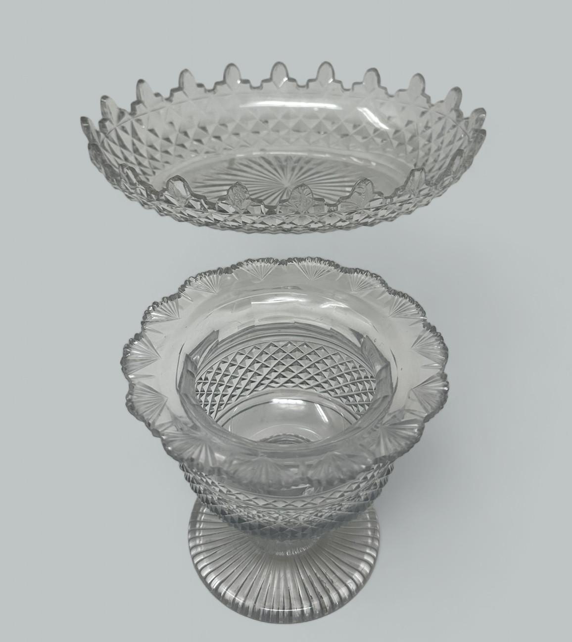 Antiguo Tipperary irlandés Cristal de Waterford Cristal tallado Bandeja Victoriana Turnover Bowl Irlandés en venta