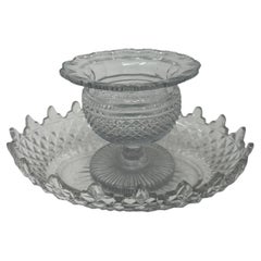 Antique Irish Tipperary Waterford Glass Cut Crystal Victorian Turnover Bowl Tray