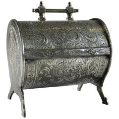 Antique Irish Victorian Silver Plate Felt Lined & Footed Casket, circa 1880