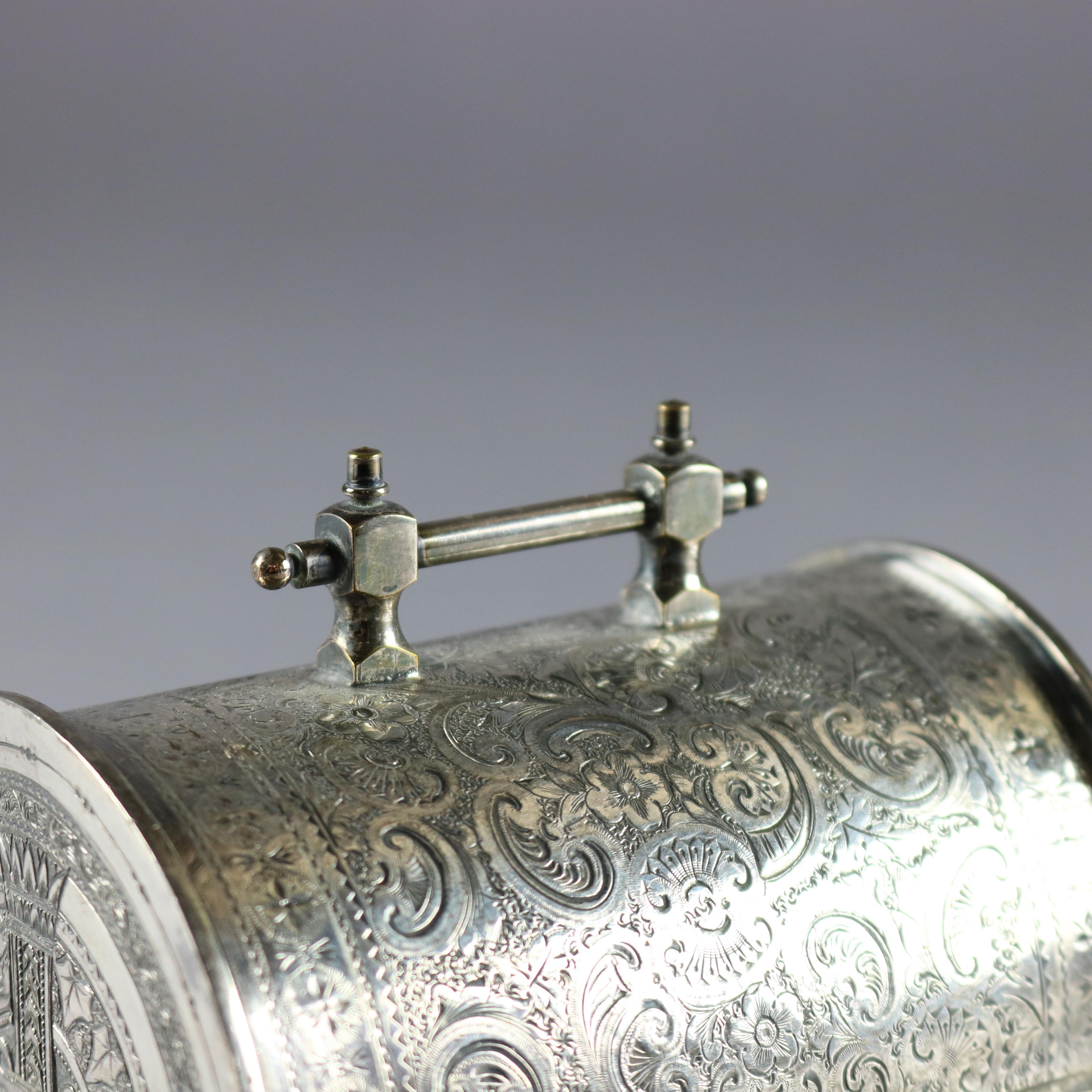 Northern Irish Antique Irish Victorian Silver Plate Felt Lined & Footed Casket, circa 1880