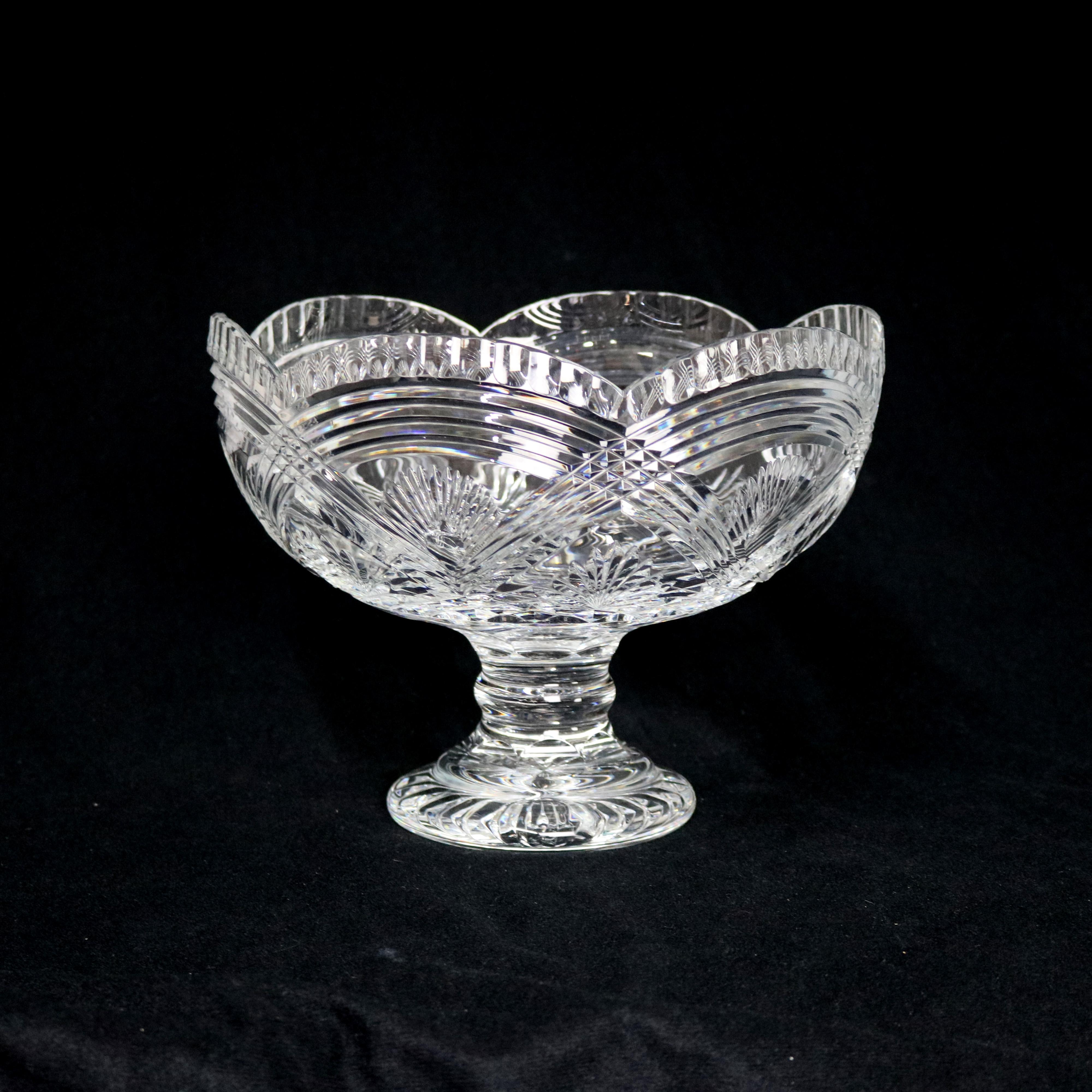 Antique Irish Waterford Cut Crystal Fruit Center Bowl, 20th Century In Good Condition In Big Flats, NY