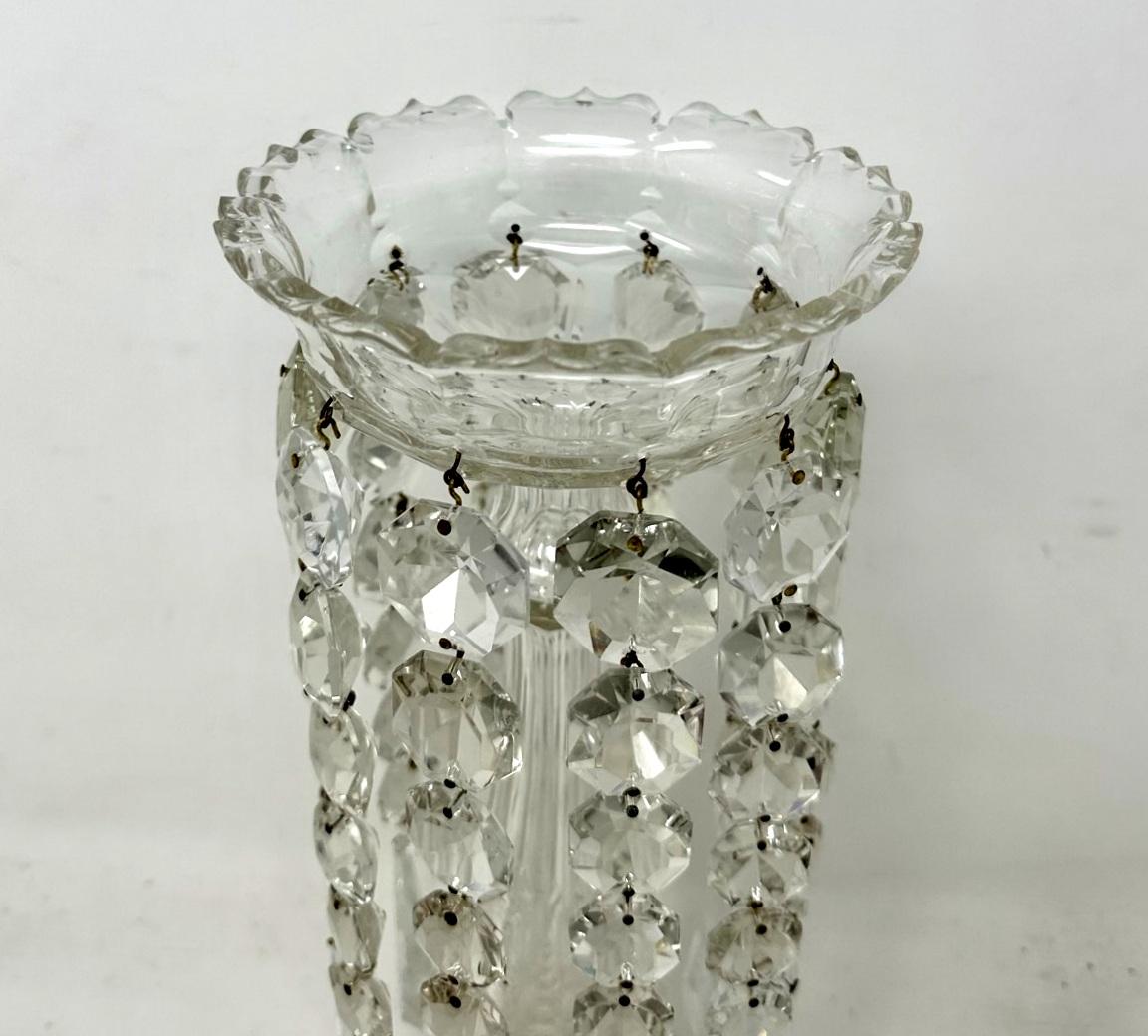 Hand-Carved Antique Irish Waterford Hand Cut Lead Crystal Lustres Vase Candlestick Ireland For Sale