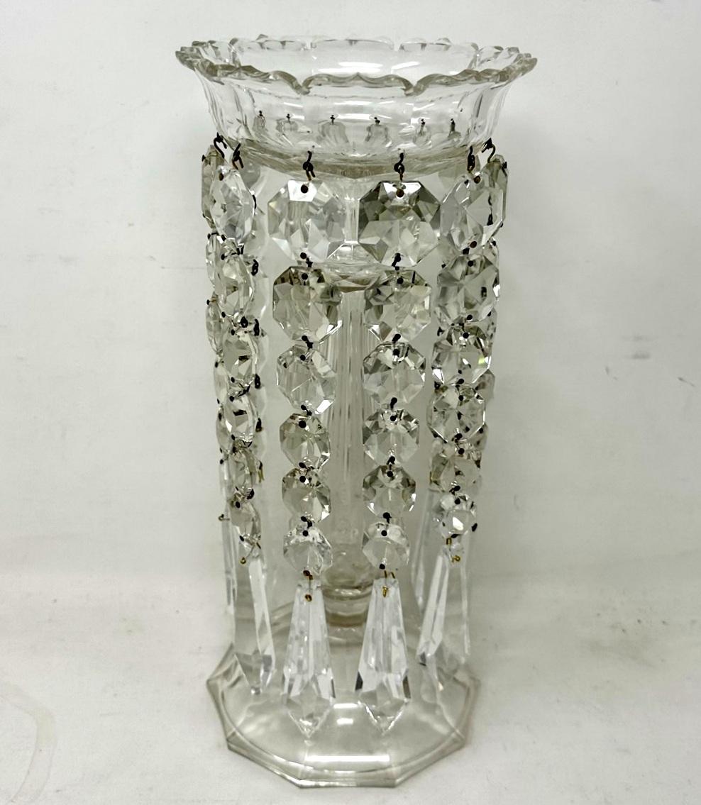 Antique Irish Waterford Hand Cut Lead Crystal Lustres Vase Candlestick Ireland For Sale 2