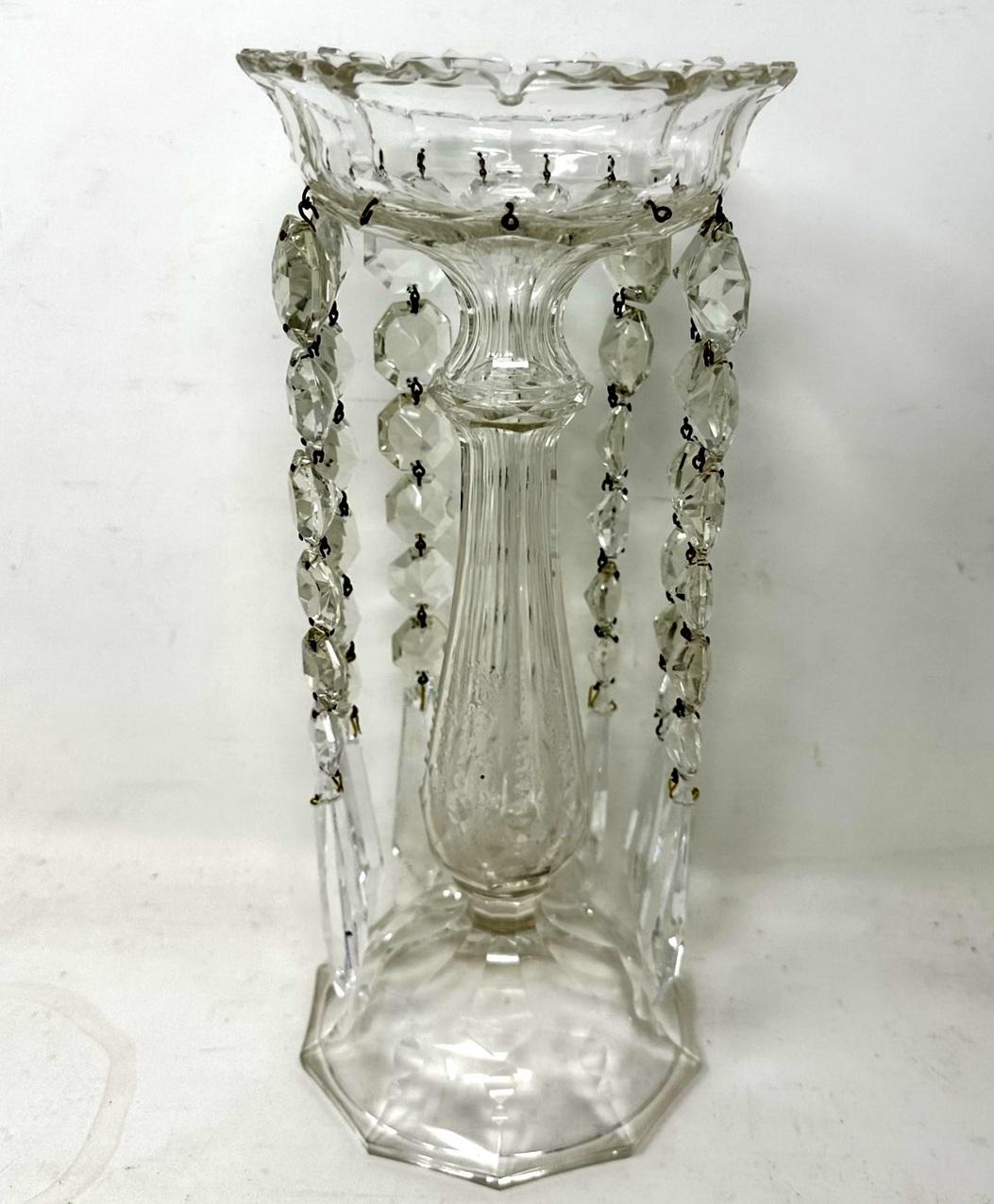 Antique Irish Waterford Hand Cut Lead Crystal Lustres Vase Candlestick Ireland For Sale 3