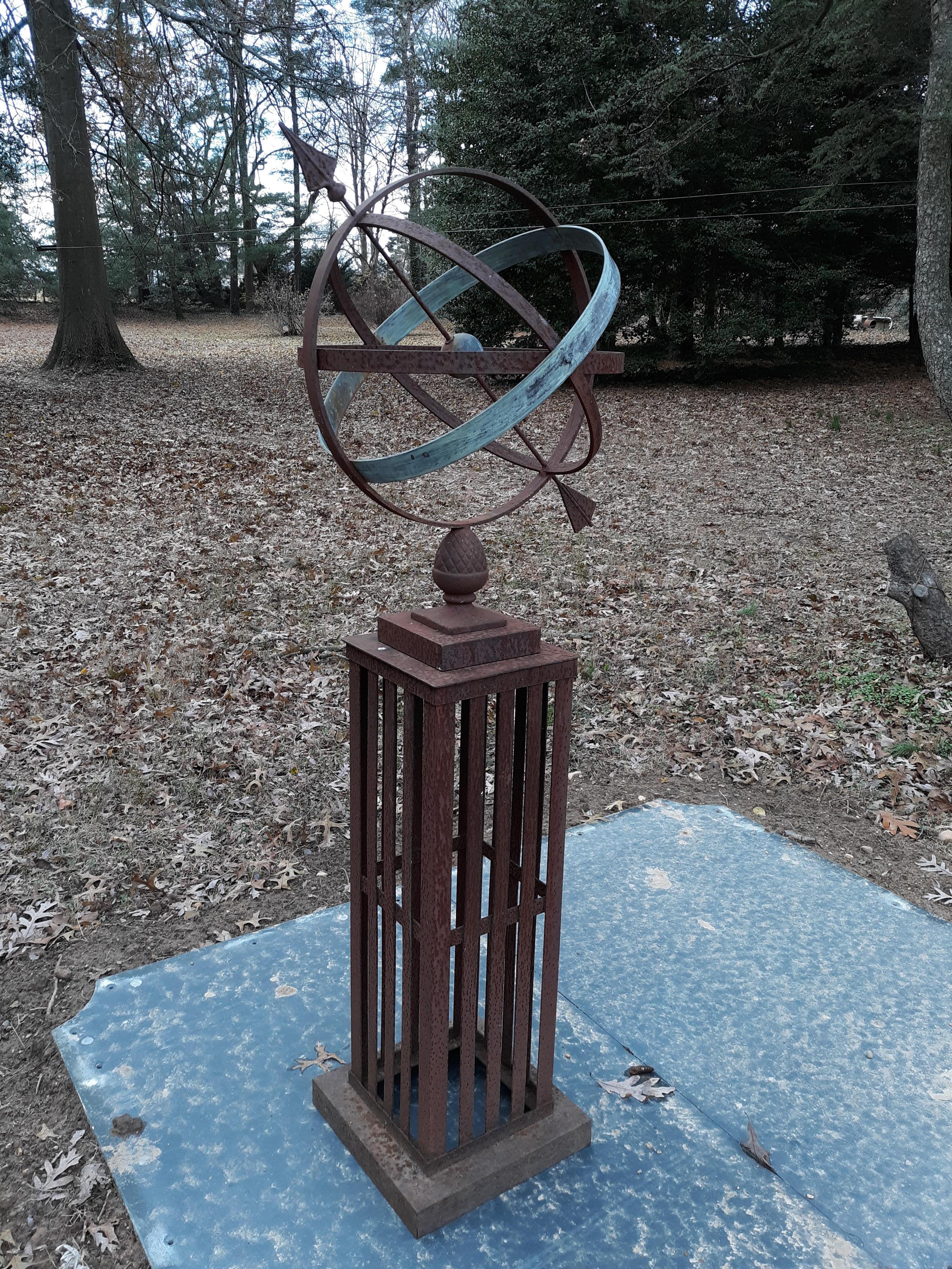 Antique Iron and Bronze Armillary Garden Sculpture, Early 20th Century (amerikanisch)