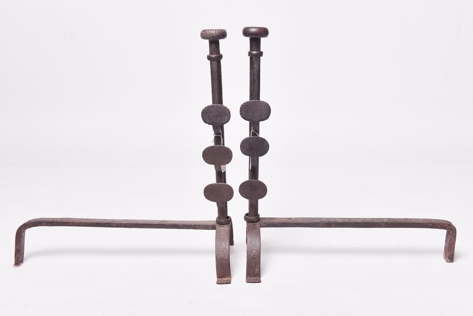 French Antique Iron Andirons For Sale