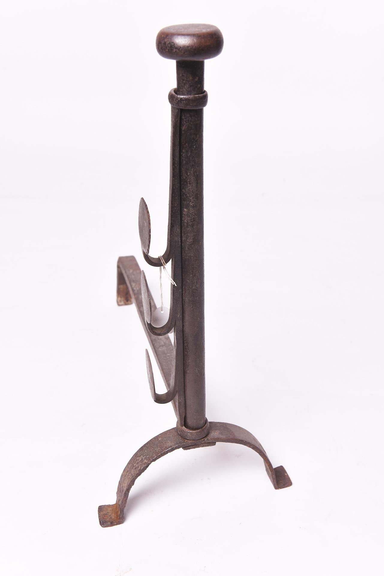 18th Century Antique Iron Andirons For Sale