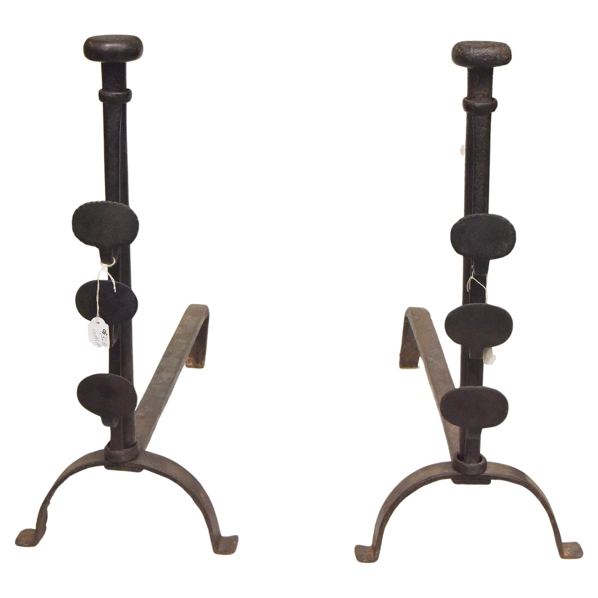 Antique Iron Andirons For Sale