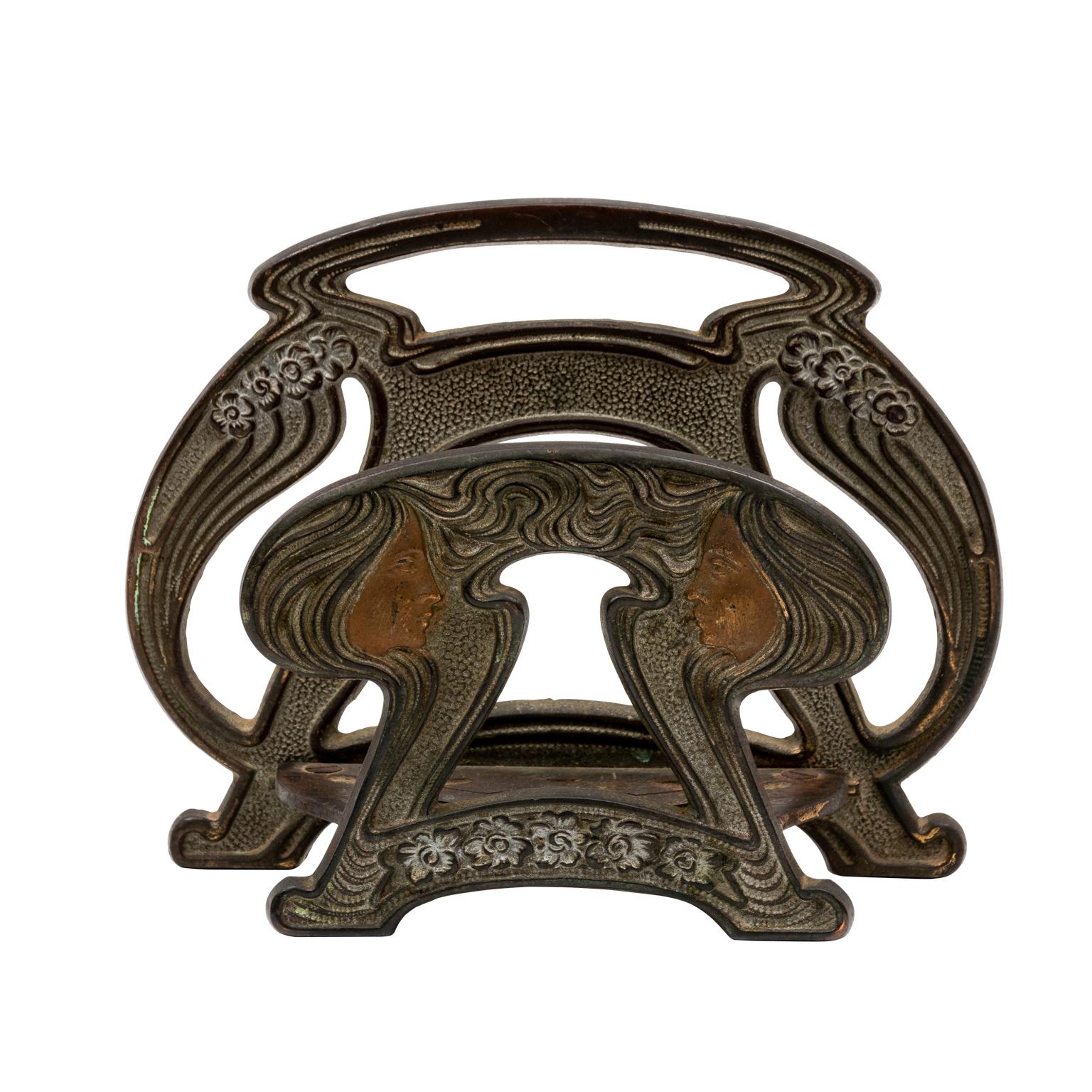 Antique Iron Art Nouveau Napkin or Letter Holder at 1stDibs antique iron holder, vintage metal